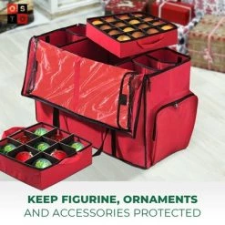 Front Page 41 OSTO Christmas Ornament Storage Container Fits 73 Ornaments Plus Room For Figurines. Extra-Strong 600D Polyester Waterproof and Tearproof