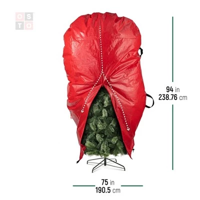 OSTO Christmas Tree Storage Bag for Assembled Trees Up to 9 ft. Tall; 2 Carry Handles, Durable Zipper, and Drawstring Hem. Waterproof, Tear Proof 4 OSTO Christmas Tree Storage Bag for Assembled Trees Up to 9 ft. Tall; 2 Carry Handles, Durable Zipper, and Drawstring Hem. Waterproof, Tear Proof - Image 2