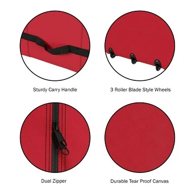 Hastings Home Rolling Christmas Tree Canvas Storage Bag - 67" x 28", Red 4 Hastings Home Rolling Christmas Tree Canvas Storage Bag - 67" x 28", Red - Image 2