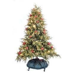 TreeKeeper Decorated Upright Tree Storage Bag with Rolling Tree Stand