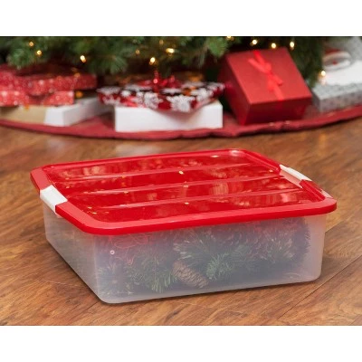 IRIS USA Wreath Storage Box, Clear/Red 4 IRIS USA Wreath Storage Box, Clear/Red - Image 2