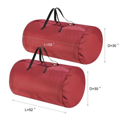 Hastings Home Set of 2 Canvas Christmas Tree and Holiday Decoration Storage Bags with Binding Straps for Artificial Trees Up to 7.5' - Red 5 Hastings Home Set of 2 Canvas Christmas Tree and Holiday Decoration Storage Bags with Binding Straps for Artificial Trees Up to 7.5' - Red - Image 3