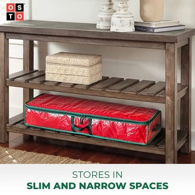 OSTO Underbed Gift Wrap Storage Bag and Accessory Organizer Fits 18-24 Standard Rolls of 40”. Tearproof and Water-Resistant 3 OSTO Underbed Gift Wrap Storage Bag and Accessory Organizer Fits 18-24 Standard Rolls of 40”. Tearproof and Water-Resistant