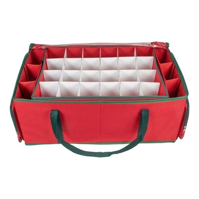 Northlight 24” Red and Green Christmas Ornament Storage Bag with Removable Dividers 5 Northlight 24” Red and Green Christmas Ornament Storage Bag with Removable Dividers - Image 3