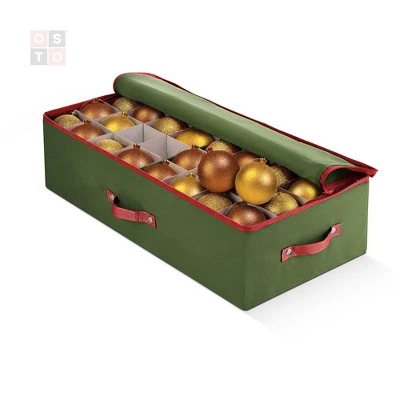 OSTO Underbed Christmas Ornament Storage Box Stores Up to 64 Holiday Ornaments of 3 in; Non-Woven Fabric with handles and 2-way zipper 7 OSTO Underbed Christmas Ornament Storage Box Stores Up to 64 Holiday Ornaments of 3 in; Non-Woven Fabric with handles and 2-way zipper - Image 5
