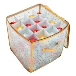 Ornament Storage Organizer Holds 64 2.25in Ornaments Gold- Simplify