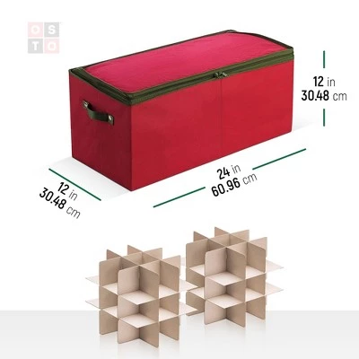 OSTO Christmas Ornament Storage Box Stores Up to 54 Holiday Ornaments of 4” Non-Woven Fabric with Carry handles, 2-way zipper, and Card Slot 4 OSTO Christmas Ornament Storage Box Stores Up to 54 Holiday Ornaments of 4” Non-Woven Fabric with Carry handles, 2-way zipper, and Card Slot - Image 2