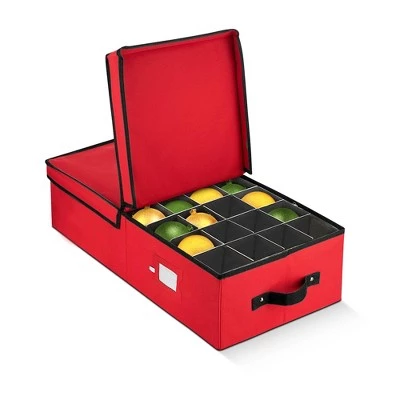 OSTO Underbed Christmas Ornament Storage Box with Lid and Trays; Fits 64 Holiday Ornaments of 3 inches Tear Proof, Waterproof, 600D Polyester 4 OSTO Underbed Christmas Ornament Storage Box with Lid and Trays; Fits 64 Holiday Ornaments of 3 inches Tear Proof, Waterproof, 600D Polyester - Image 2