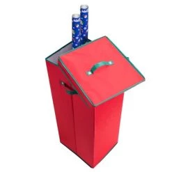 Hastings Home Wrapping Paper Upright Storage Box With Lid and Handles - Red -Christmas Storage Sales GUEST 414929c1 095d 4862 9eda 5300d1300ea0