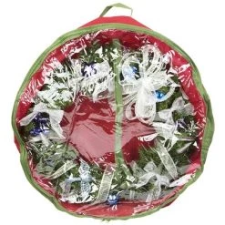 Home Basics Textured PVC 30" Christmas Wreath Bag, Red/Green -Christmas Storage Sales GUEST 4454f97e d169 4e65 b0ff 6ff2a706ef6a