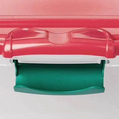 Homz 64 Quart Holiday Seasonal Decor Decoration Organizer Plastic Storage Bin Container with Red Tight Latching Lid and Green Handles, 6 Pack 6 Homz 64 Quart Holiday Seasonal Decor Decoration Organizer Plastic Storage Bin Container with Red Tight Latching Lid and Green Handles, 6 Pack - Image 4