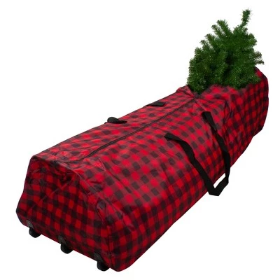 Northlight Red and Black Plaid Rolling Tree Christmas Tree Storage Bag For Artificial Trees Up To 7.5ft 3 Northlight Red and Black Plaid Rolling Tree Christmas Tree Storage Bag For Artificial Trees Up To 7.5ft
