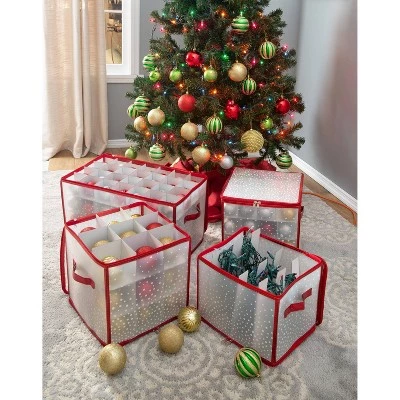 Simplify - 112ct Ornament Storage Organizer Red 3 Simplify - 112ct Ornament Storage Organizer Red - Image 2