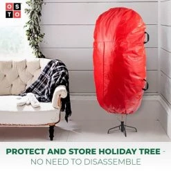 OSTO Christmas Tree Storage Bag for Assembled Trees Up to 9 ft. Tall; 2 Carry Handles, Durable Zipper, and Drawstring Hem. Waterproof, Tear Proof