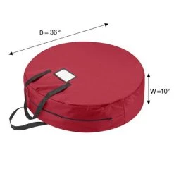 Hastings Home Round Wreath Storage Bag With Handles - 36", Red