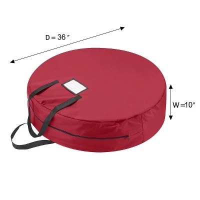 Hastings Home Round Wreath Storage Bag With Handles - 36", Red 3 Hastings Home Round Wreath Storage Bag With Handles - 36", Red