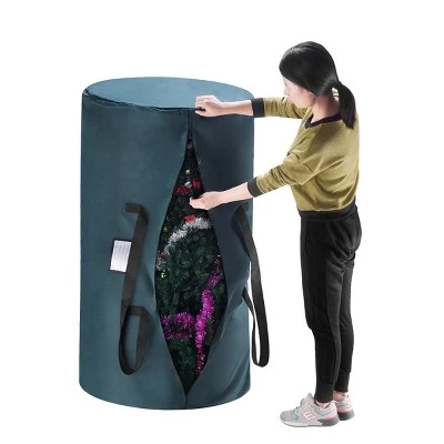 Hastings Home Zippered Canvas Christmas Tree Storage Bag - Fits Up To 12' Artificial Christmas Tree, Green 4 Hastings Home Zippered Canvas Christmas Tree Storage Bag - Fits Up To 12' Artificial Christmas Tree, Green - Image 2