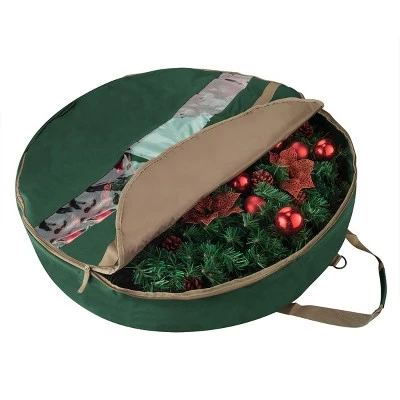 Hastings Home Artificial Wreath Storage Bag For Holiday and Christmas Wreaths and Garlands - 48", Green/Gold 3 Hastings Home Artificial Wreath Storage Bag For Holiday and Christmas Wreaths and Garlands - 48", Green/Gold
