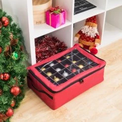 Hastings Home Hasting Home 48 Compartment Zippered Adjustable Ornament Storage Box – 20" x 13", Red -Christmas Storage Sales GUEST 6024fb88 26c9 43f3 93c2 fe7bcdf8e923