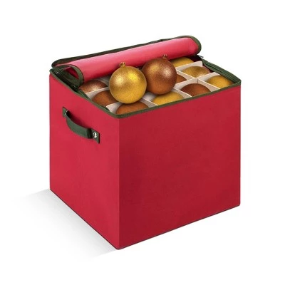 OSTO Christmas Decorative Ornament Storage Box Stores Up to 64 Holiday Ornaments of 3 inches; Non-Woven Fabric with Carry Handles and Card Slot 6 OSTO Christmas Decorative Ornament Storage Box Stores Up to 64 Holiday Ornaments of 3 inches; Non-Woven Fabric with Carry Handles and Card Slot - Image 4