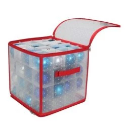 Northlight 12.5" Transparent Zip Up Christmas Storage Box - Holds 64 Ornaments