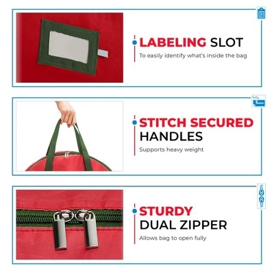 OSTO 24" Lightweight Christmas Wreath Storage Bag Holder, Nonwoven with Card Slot and Carry Handles 2-Pack 4 OSTO 24" Lightweight Christmas Wreath Storage Bag Holder, Nonwoven with Card Slot and Carry Handles 2-Pack - Image 2