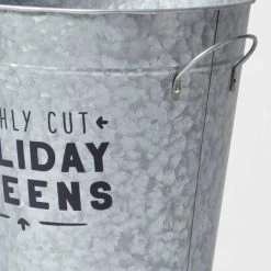 'Freshly Cut Holiday Greens' Front Porch Christmas Decorative Metal Bucket - Wondershop™