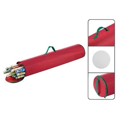 DTX Intl Wrapping Paper Storage Bag - Organize up to 25 Rolls of Gift Wrap Upright, Hanging, or Under the Bed - Zipper Canvas Tote by Tiny Tim Totes (Red) 4 DTX Intl Wrapping Paper Storage Bag - Organize up to 25 Rolls of Gift Wrap Upright, Hanging, or Under the Bed - Zipper Canvas Tote by Tiny Tim Totes (Red) - Image 2