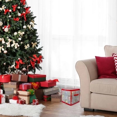 Northlight 12" Transparent Zip Up Christmas Storage Box- Holds 27 Ornaments 4 Northlight 12" Transparent Zip Up Christmas Storage Box- Holds 27 Ornaments - Image 2