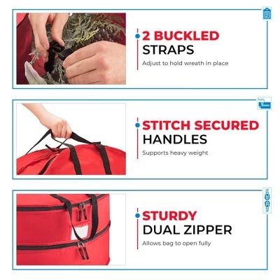 OSTO Double Attached Christmas Wreath Storage Bag Holder, Tear-Proof Extra Strong 600D Oxford, Pouch for Garlands and More 4 OSTO Double Attached Christmas Wreath Storage Bag Holder, Tear-Proof Extra Strong 600D Oxford, Pouch for Garlands and More - Image 2