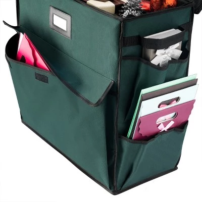 Hastings Home Gift Bag Organizer Storage Tote – Green and Black 4 Hastings Home Gift Bag Organizer Storage Tote – Green and Black - Image 2