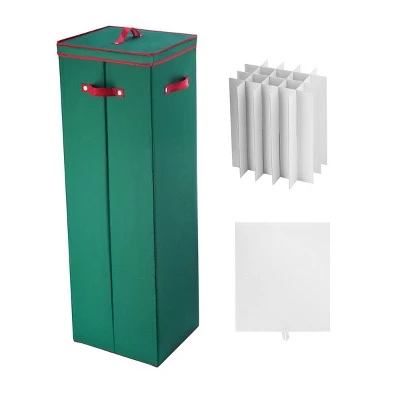 Hastings Home 40" Upright Christmas or Gift Wrapping Paper Storage Box With Lid, Dividers, and Handles - Green/Red 5 Hastings Home 40" Upright Christmas or Gift Wrapping Paper Storage Box With Lid, Dividers, and Handles - Green/Red - Image 3