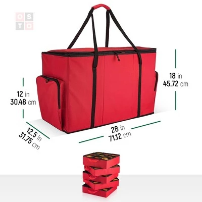 OSTO Christmas Ornament Storage Container Fits 73 Ornaments Plus Room For Figurines. Extra-Strong 600D Polyester Waterproof and Tearproof 4 OSTO Christmas Ornament Storage Container Fits 73 Ornaments Plus Room For Figurines. Extra-Strong 600D Polyester Waterproof and Tearproof - Image 2