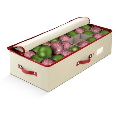 OSTO Underbed Christmas Ornament Storage Box Stores Up to 64 Holiday Ornaments of 3 in; Non-Woven Fabric with handles and 2-way zipper 9 OSTO Underbed Christmas Ornament Storage Box Stores Up to 64 Holiday Ornaments of 3 in; Non-Woven Fabric with handles and 2-way zipper - Image 7