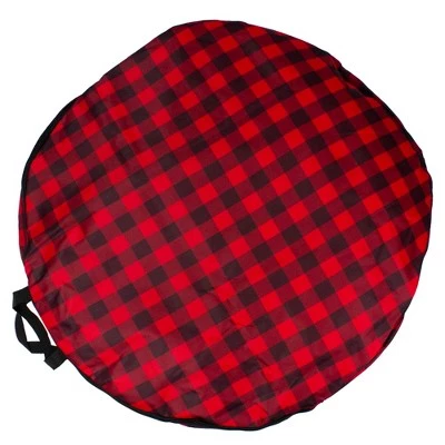 Northlight 30" Heavy Duty Red and Black Plaid Christmas Wreath Storage Bag with Handles 5 Northlight 30" Heavy Duty Red and Black Plaid Christmas Wreath Storage Bag with Handles - Image 3