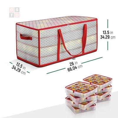 OSTO Clear Plastic Christmas Ornament Storage Box Stores Up to 128 Ornaments of 3”; 2-way zipper,Carry Handles. Tear Proof and Waterproof 4 OSTO Clear Plastic Christmas Ornament Storage Box Stores Up to 128 Ornaments of 3”; 2-way zipper,Carry Handles. Tear Proof and Waterproof - Image 2