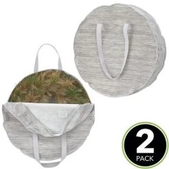 mDesign Round Holiday Wreath Storage Bag - Handles, Zipper, 2 Pack