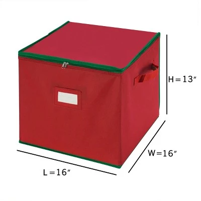 Hastings Home Christmas Ornament Storage Box With 75 Compartments - Red 4 Hastings Home Christmas Ornament Storage Box With 75 Compartments - Red - Image 2