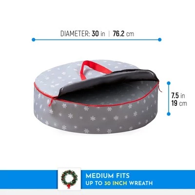OSTO Superior Christmas Wreath Storage Bag with Holiday Design 30 in. Tear Proof, Waterproof 600D Polyester, Year-round Wreath Storage Protection 4 OSTO Superior Christmas Wreath Storage Bag with Holiday Design 30 in. Tear Proof, Waterproof 600D Polyester, Year-round Wreath Storage Protection - Image 2