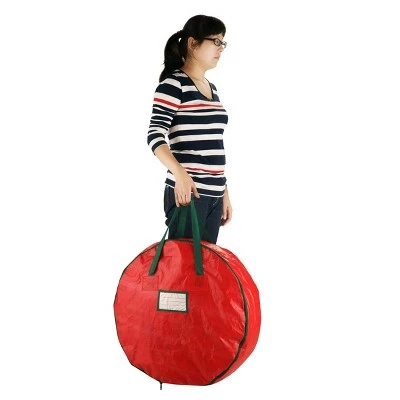 24" Premium Holiday Christmas Wreath Storage Bag Red - Elf Stor 4 24" Premium Holiday Christmas Wreath Storage Bag Red - Elf Stor - Image 2