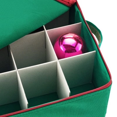 DTX Intl Ornament Storage Box - Holiday Organizer with 75 Compartments, Dividers for Christmas Bulbs and Decorations, and Zip-Up Lid by Tiny Tim Totes (Green) 7 DTX Intl Ornament Storage Box - Holiday Organizer with 75 Compartments, Dividers for Christmas Bulbs and Decorations, and Zip-Up Lid by Tiny Tim Totes (Green) - Image 5