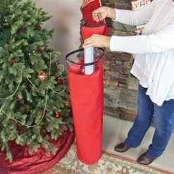 Northlight 41" Red and Clear Zip Up Christmas Gift Wrap Storage Tube Bag - Holds 15-20 Rolls