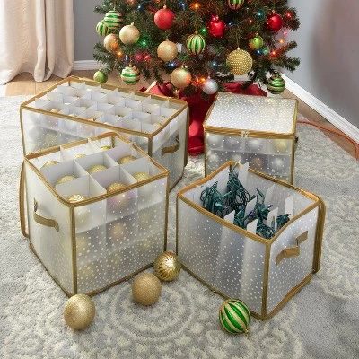 Ornament Storage Organizer Holds 64 2.25in Ornaments Gold- Simplify 4 Ornament Storage Organizer Holds 64 2.25in Ornaments Gold- Simplify - Image 2