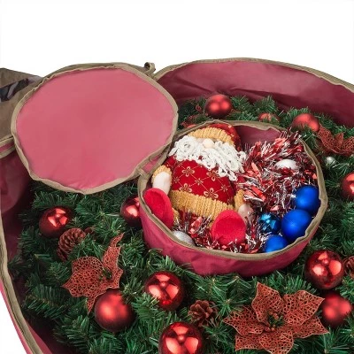 Elf Stor 48" Ultimate Holiday Christmas Wreath Storage Bag Red 5 Elf Stor 48" Ultimate Holiday Christmas Wreath Storage Bag Red - Image 3