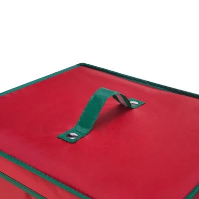 Hastings Home Wrapping Paper Upright Storage Box for 20 Rolls of 40" Gift Wrap With Lid, Dividers and Handles - Red With Green Handles 3 Hastings Home Wrapping Paper Upright Storage Box for 20 Rolls of 40" Gift Wrap With Lid, Dividers and Handles - Red With Green Handles