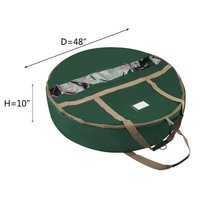 Hastings Home Artificial Wreath Storage Bag For Holiday and Christmas Wreaths and Garlands - 48", Green/Gold 6 Hastings Home Artificial Wreath Storage Bag For Holiday and Christmas Wreaths and Garlands - 48", Green/Gold - Image 4