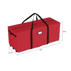 Hastings Home Rolling Christmas Tree Storage Bag - Red