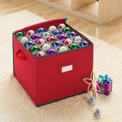 Hastings Home Christmas Ornament Storage Box With 75 Compartments - Red 3 Hastings Home Christmas Ornament Storage Box With 75 Compartments - Red