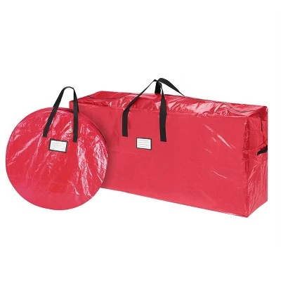 Hastings Home Christmas Tree and Wreath Storage Bags – Red, Set of 2 6 Hastings Home Christmas Tree and Wreath Storage Bags – Red, Set of 2 - Image 4