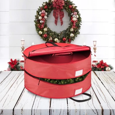 OSTO Double Attached Christmas Wreath Storage Bag Holder, Tear-Proof Extra Strong 600D Oxford, Pouch for Garlands and More 3 OSTO Double Attached Christmas Wreath Storage Bag Holder, Tear-Proof Extra Strong 600D Oxford, Pouch for Garlands and More